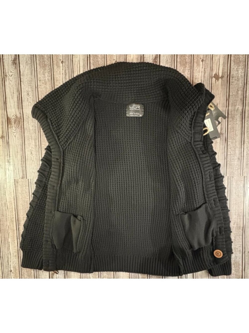 LCR Black Edition Knit Toggle Shawl Collar Cardigan sz XL color Black NWT $125 - Picture 8 of 12
